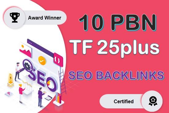 10 0ff-page seo TF CF DA PA 25+ high auhority PBNs Ba...