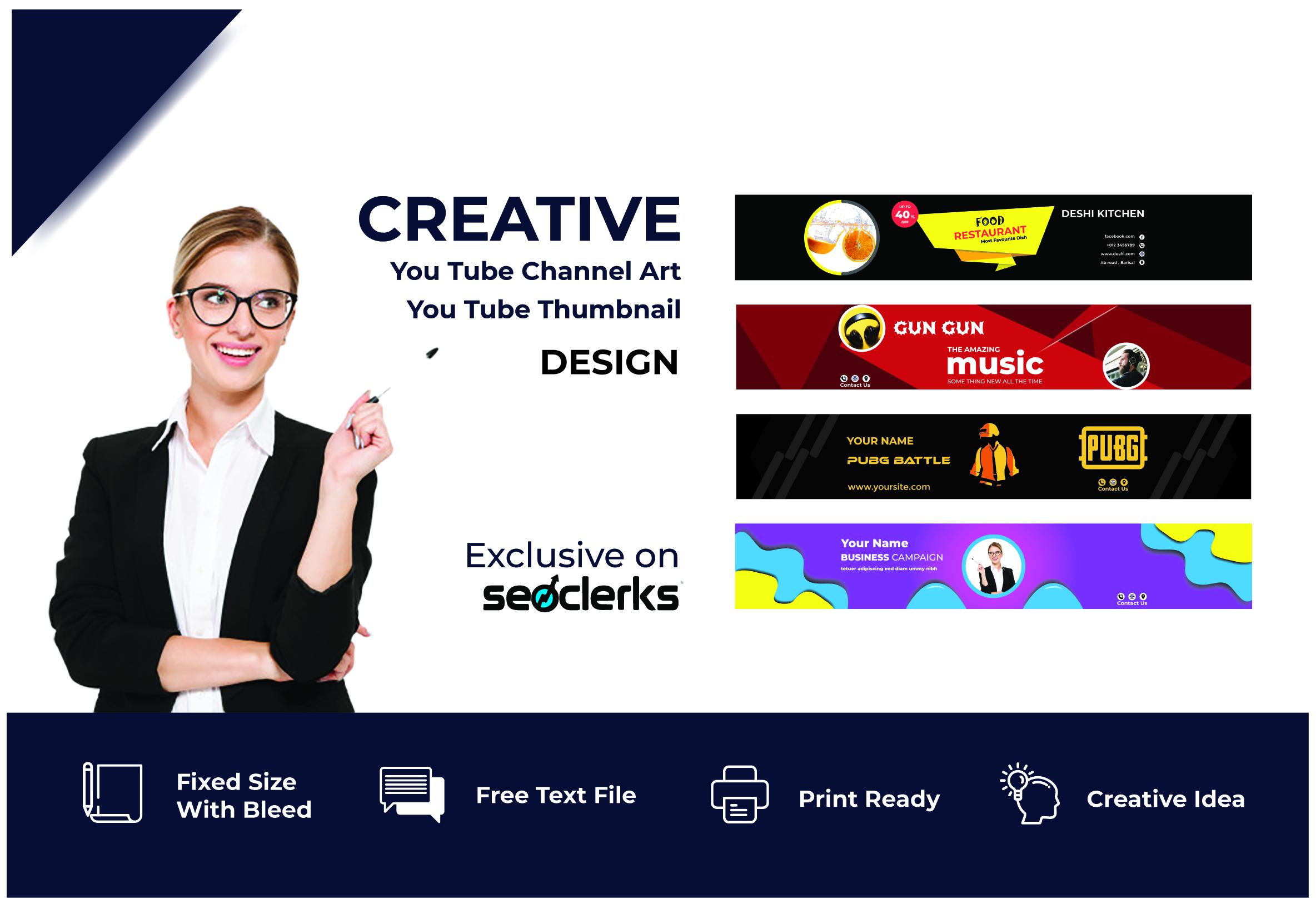 I Will Design You Tube Bannerm or You Tube Thumbnail