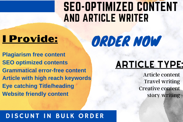 I will write SEO friendly articles, blog posts, and...