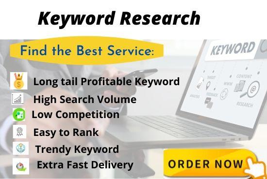 I will do PROFITABLE KEYWORD Research for your Busine...
