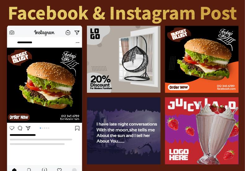 I wanna design 40 Facebook posts or Instagram Posts f...