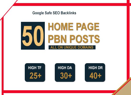 50 High Quality Da Pa Tf Cf Homepage Pbn Backlinks
