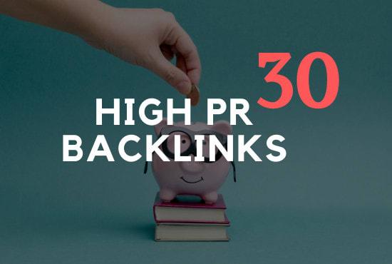 I will do manual 30 high pr backlinks or SEO link bui...