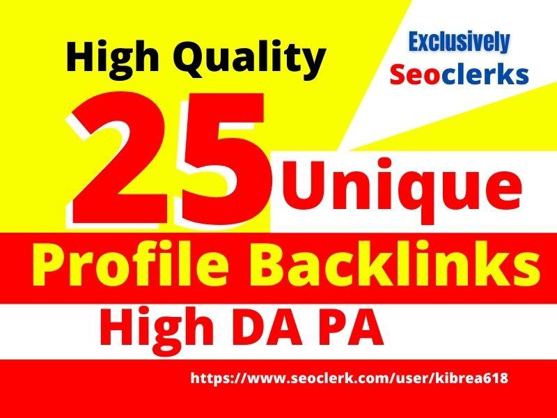 I will create 25 quality dofollow seo profile backlin...