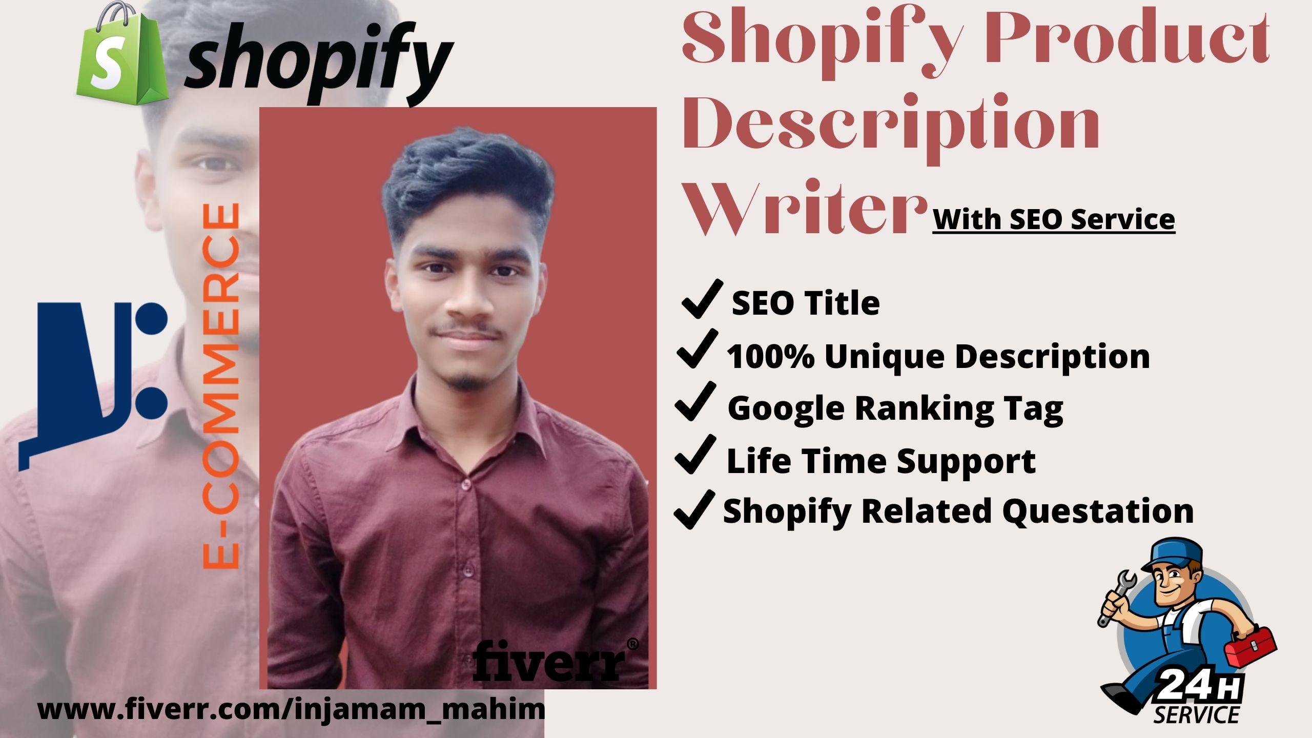 I will write shopify SEO product description for shop...