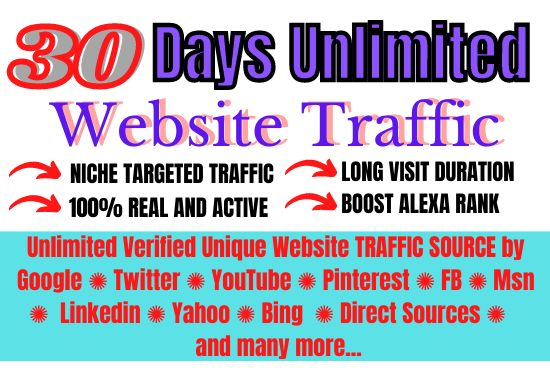 I will boost unlimited genuine web traffic for 30 day...