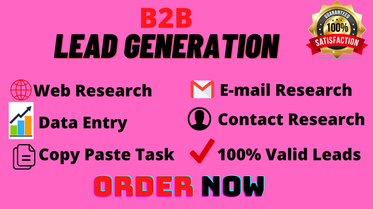 Lead Generation, Web Research, Data Entry for any t...