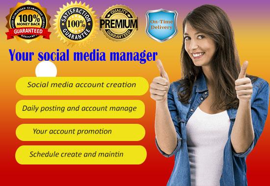 I will be your online Social media manager and conten...
