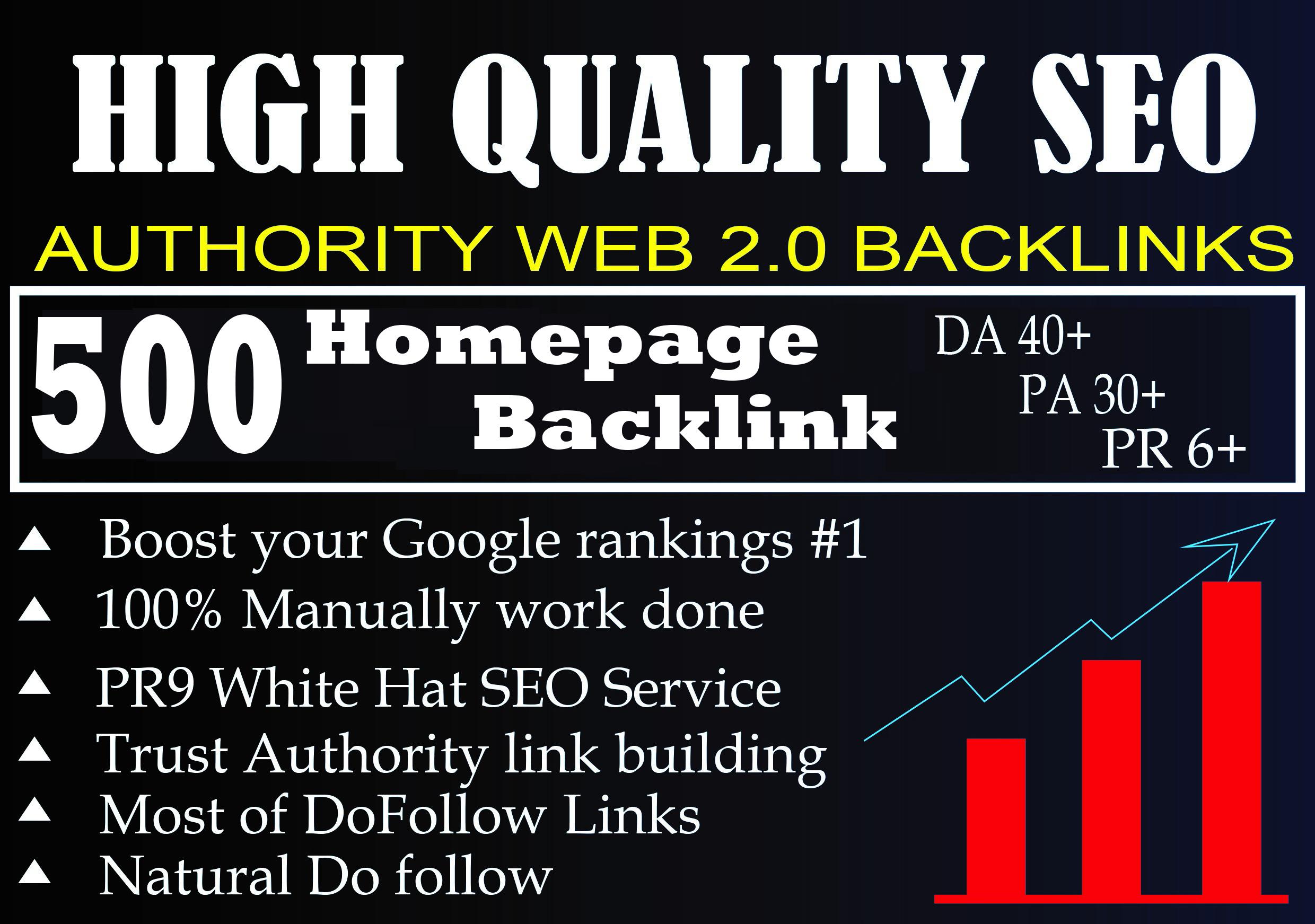 I Will Provide DA50+ PA40+ DR50+500 Homepage web2.0 B...