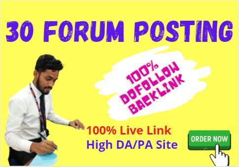 Manually Do 30 Forum Posting SEO Backlinks for google...