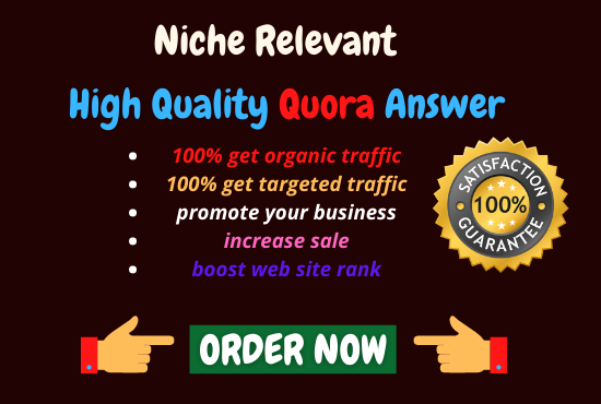 Offer 10+ high quality Quora answer with guaranteed t...