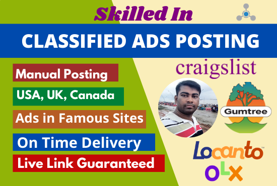 I will do classified ads posting in top Rated Worldwi...