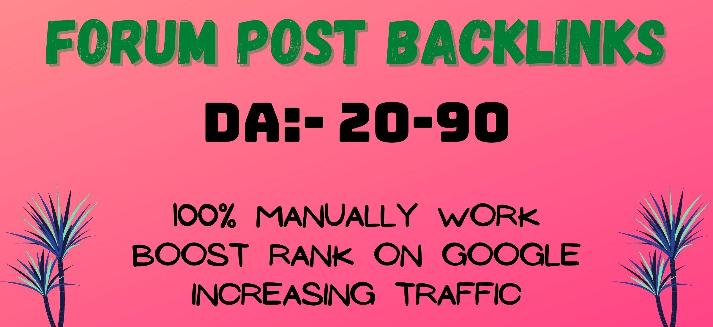 Manually create 30 forum posts backlink on high DA-50...
