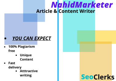 I will do 900 Word SEO Friendly article writing, blog...