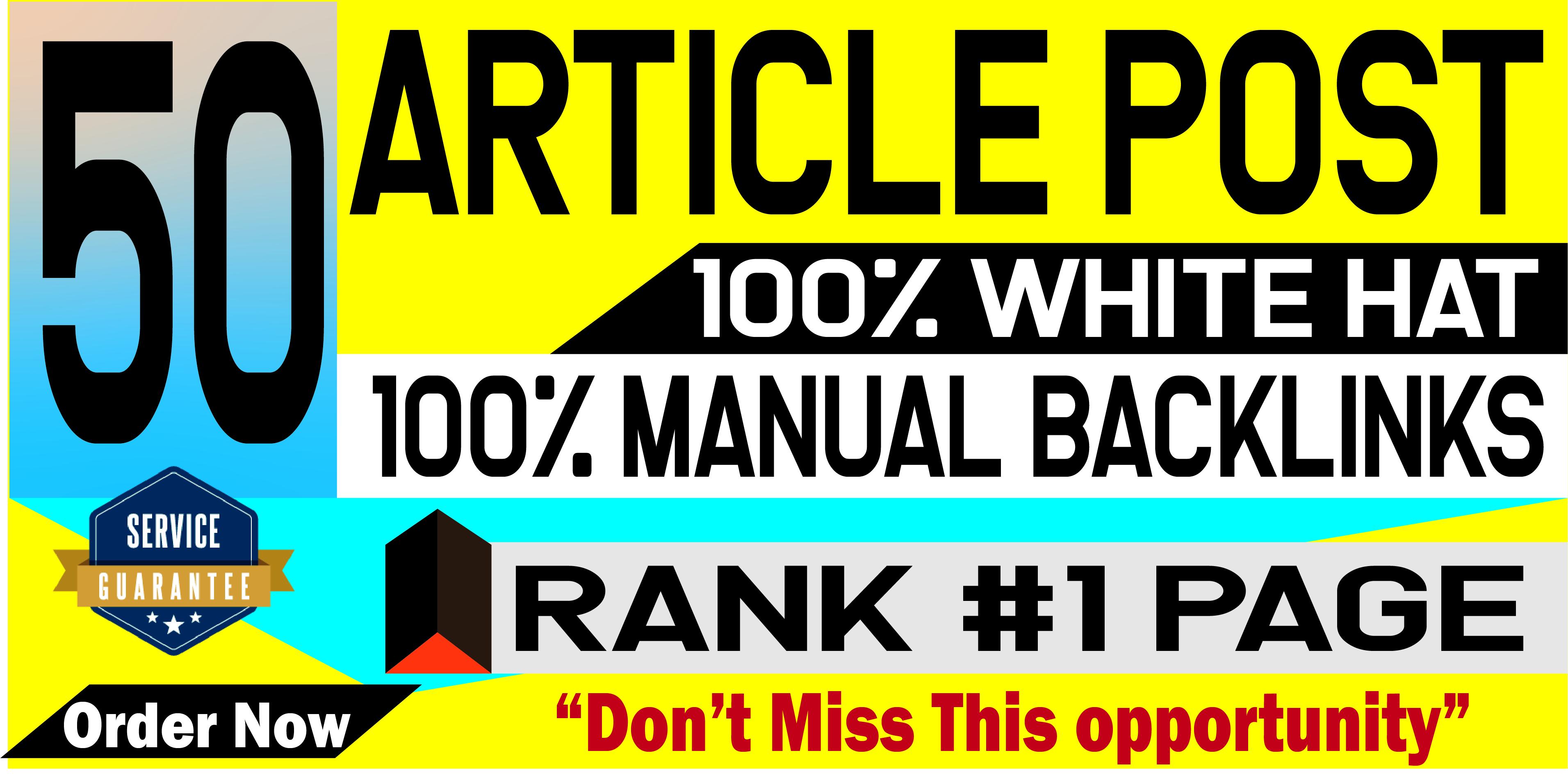 Provide 50 Article Submission With HQ Unique Domain S...