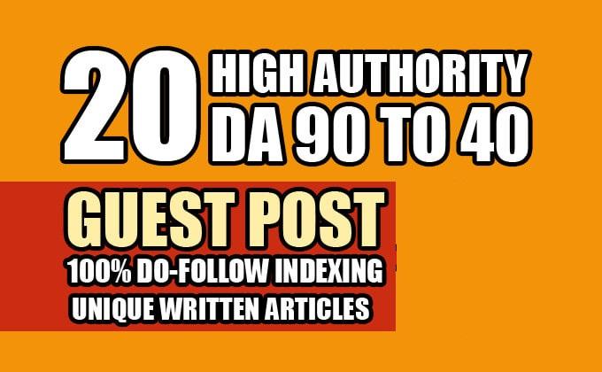 20 guest post on da 90 to 40 with do follow articles