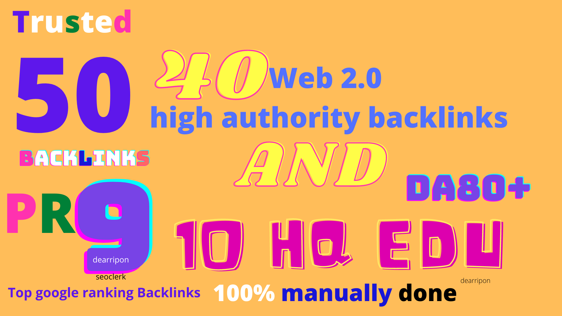 High Authority Da80+40 Web 2.0 AND 10 Edu Backlinks P...