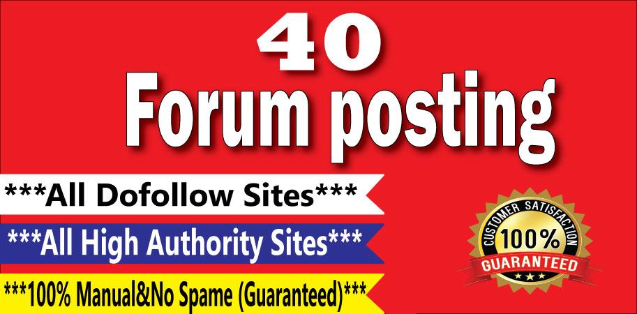 Manually Create 40 Forum Posting Dof0llow Backlinks O...