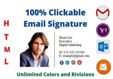 I will create clickable email signature or HTML email...
