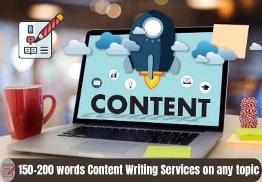 150-200 words unique Content-Blog-Article Writing ser...