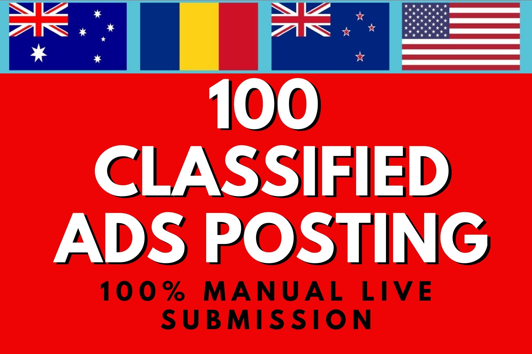 I will post 100 Classified ads on top High Authority ...