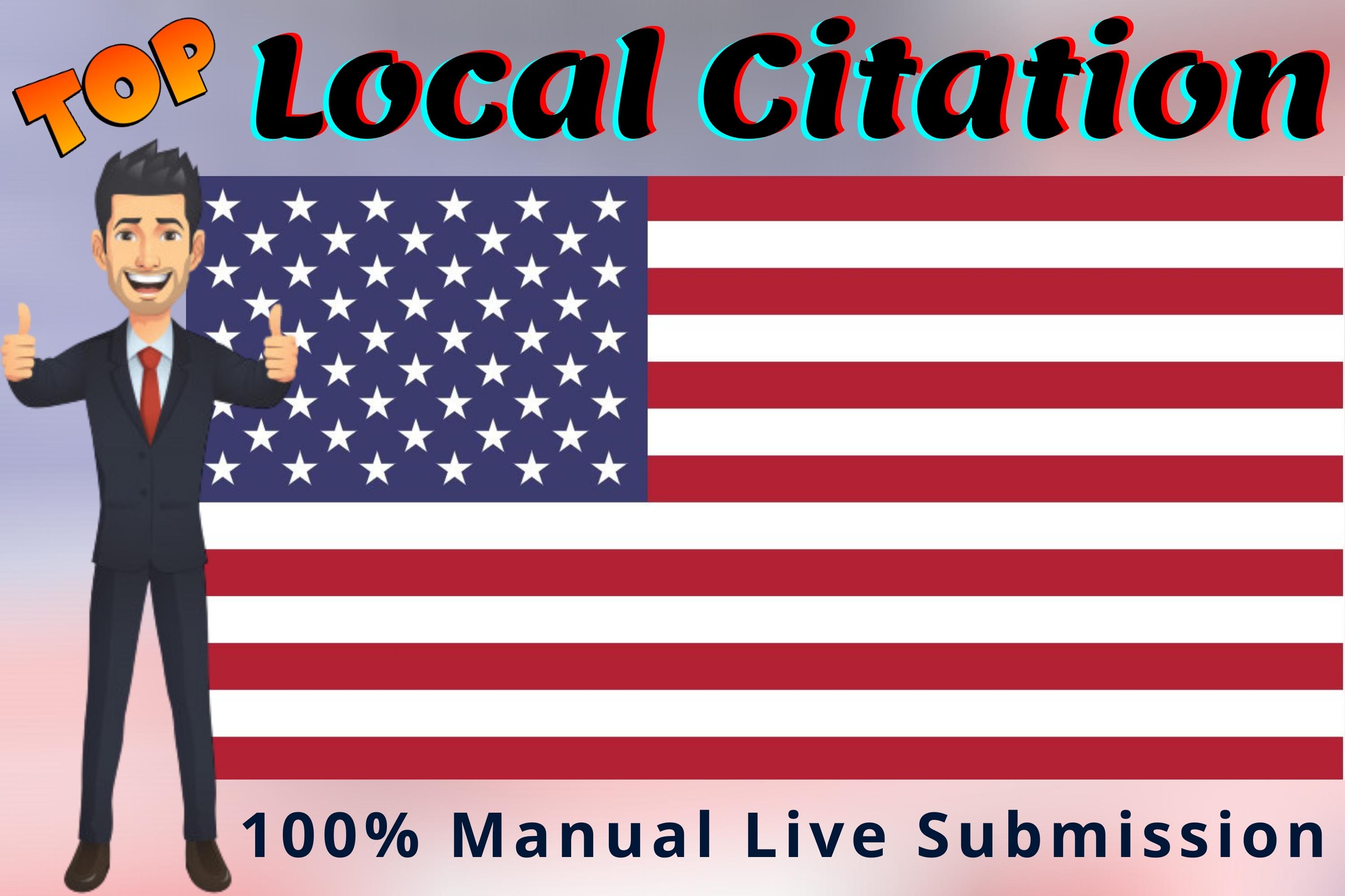I will create Live Top 100 USA local citations or loc...