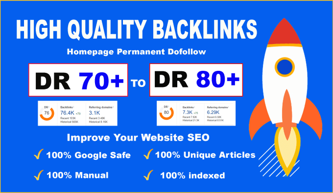 I will do high quality DR 70 to 80 manual seo dofollo...