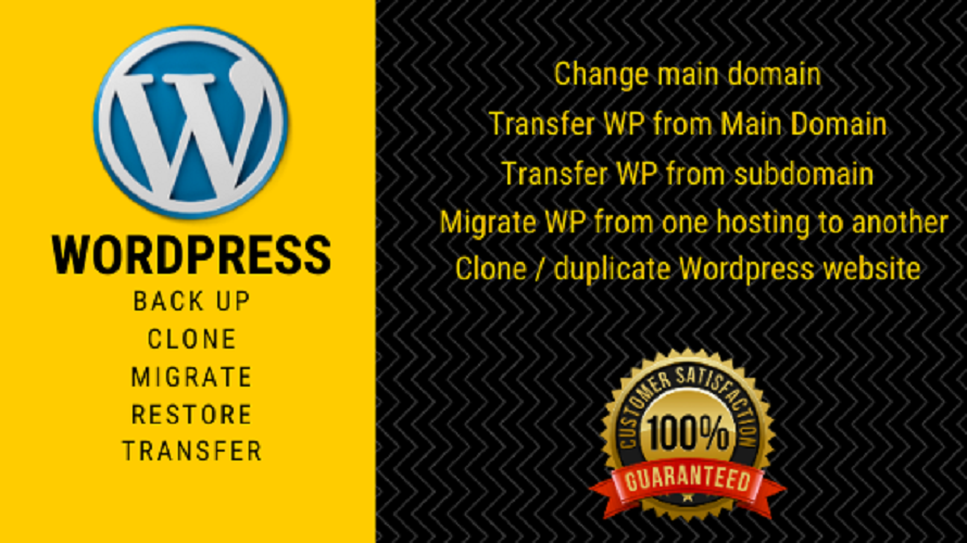 I will do backup migrate, transfer wordpress website