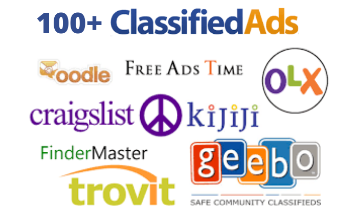 I will post 100 ads to top classified ad posting site...