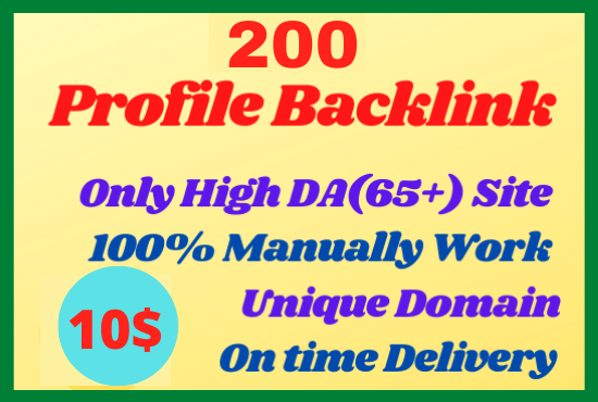I will Build Manually 200 High DA Profile Backlinks