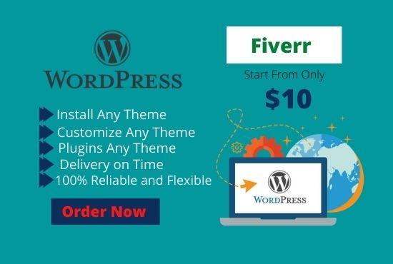 I will do wordpress theme, plugins installation and c...