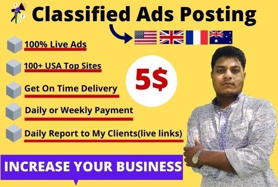 I will publish your 80 ads on the top classified ad p...