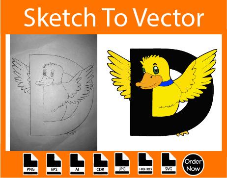 I will change your any sketch into vector using adobe...