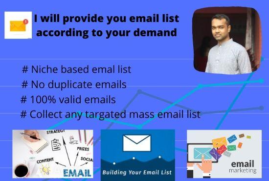 I will provide your requirement targeted niche email ...