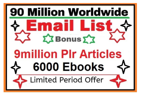 99 million email list with Ebook and plr article
