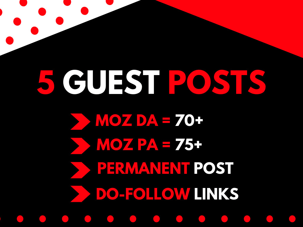 I will do 5 guestposts on da 90 sites permanent backl...