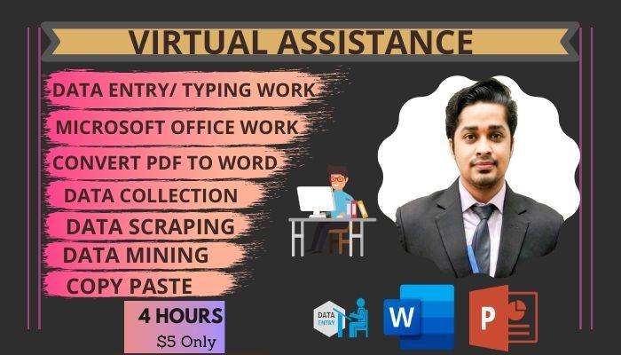 I will be your virtual assistant for data entry, dat...
