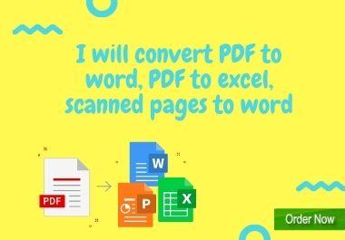 I will convert pdf to word, pdf to excel, scanned p...