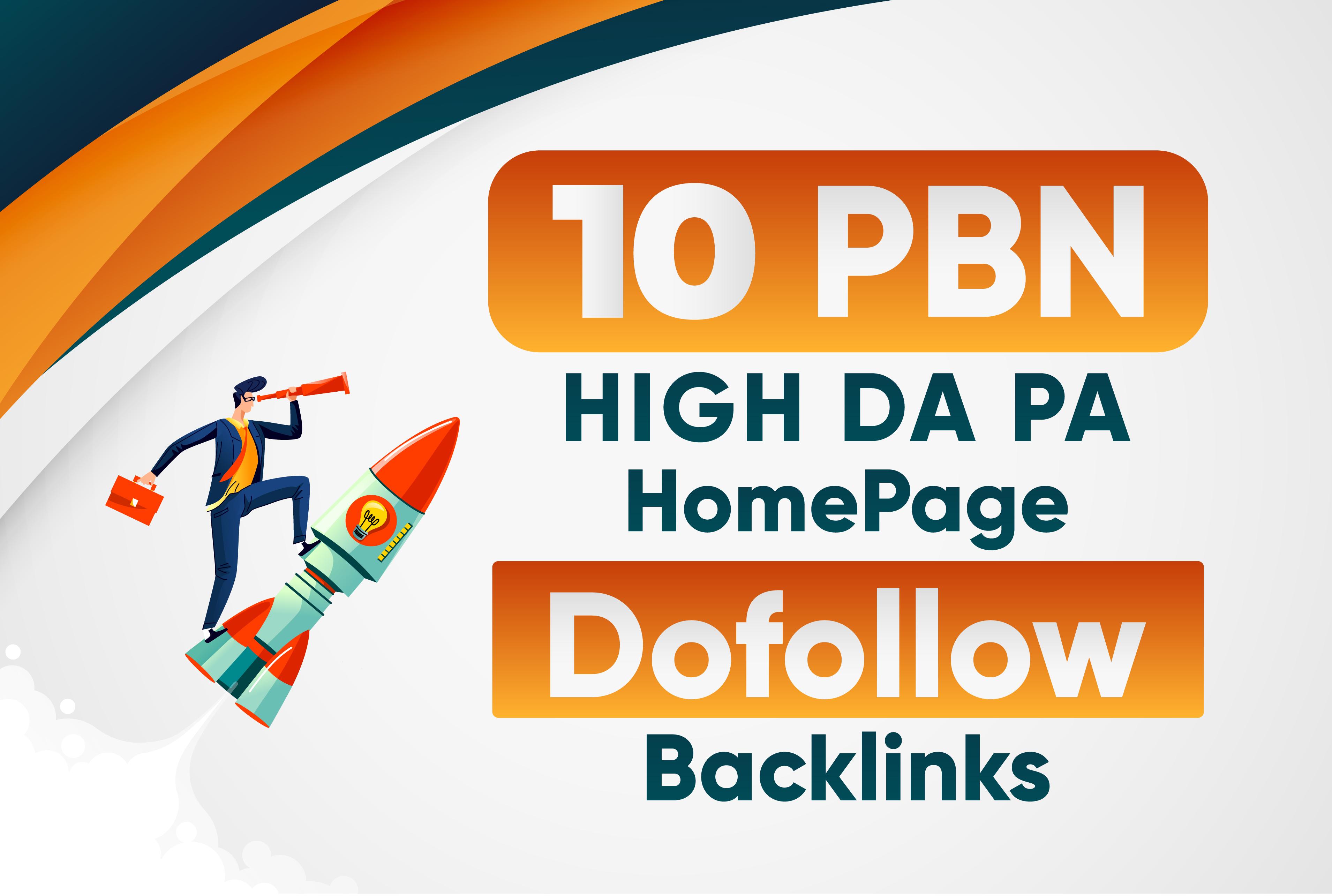 Build 10 High DA PA Homepage PBN Dofollow Backlinks