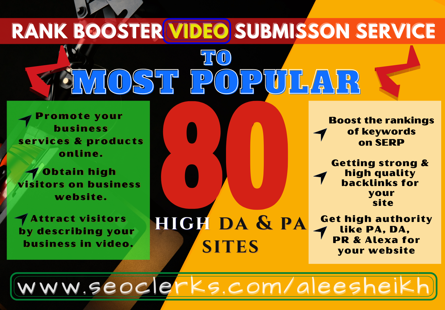 Manual video submission to 80 high DA & PA video ...