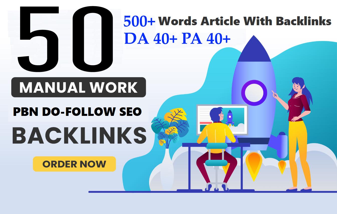 Unique 50 Sites DA 40+ PA35+ PR 5+ Web 2.0 50 PBN