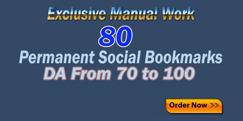 provide 80 high DA PR Authority Top Social Bookmarks ...