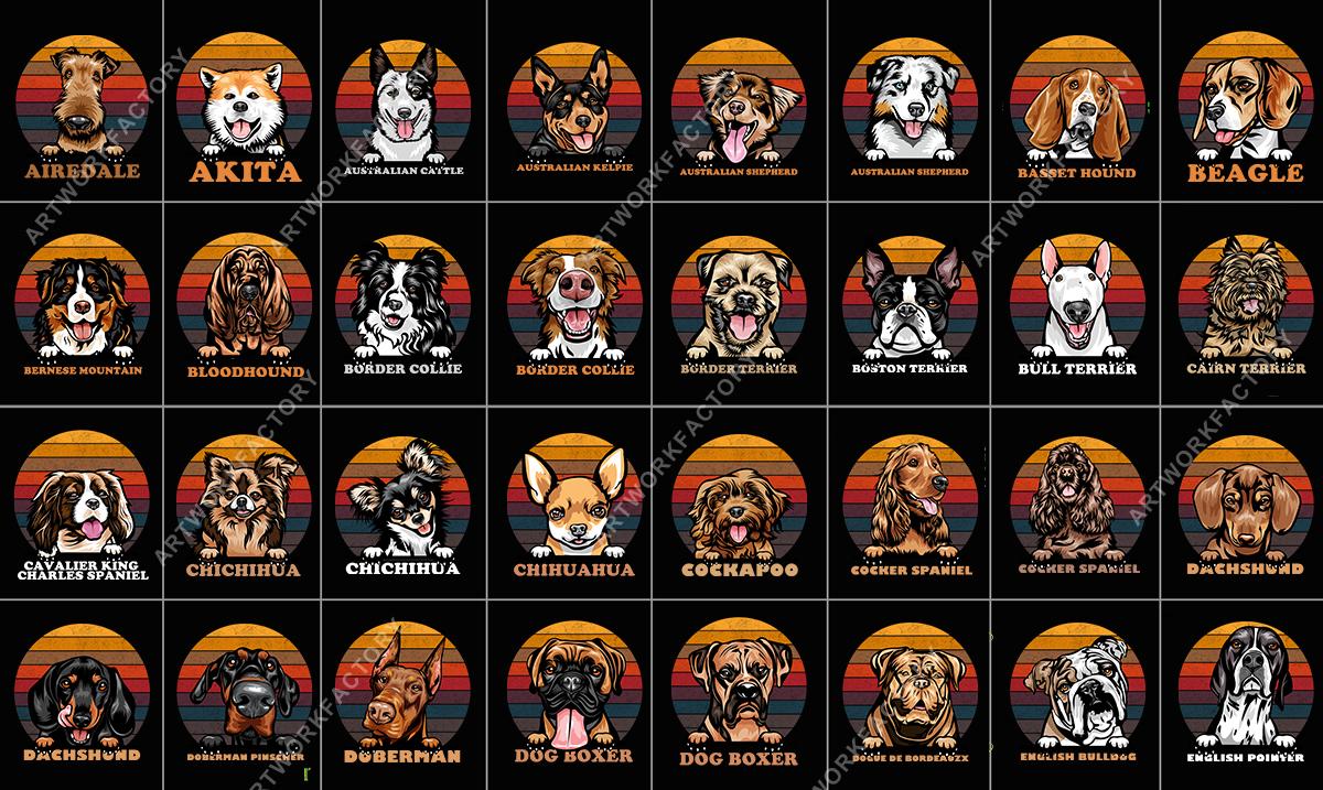 Instant Download 200 Dogs Face SVG T shirt Design Vin...