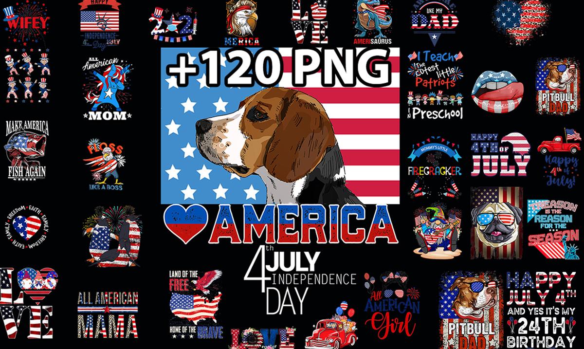 Send 120 Tshirt Design PNG Bundle 4th Of July America...