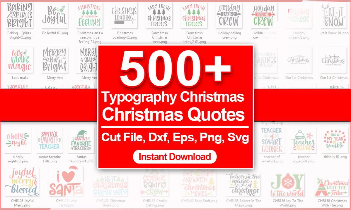 500 Typography Christmas Design SVG Bundle