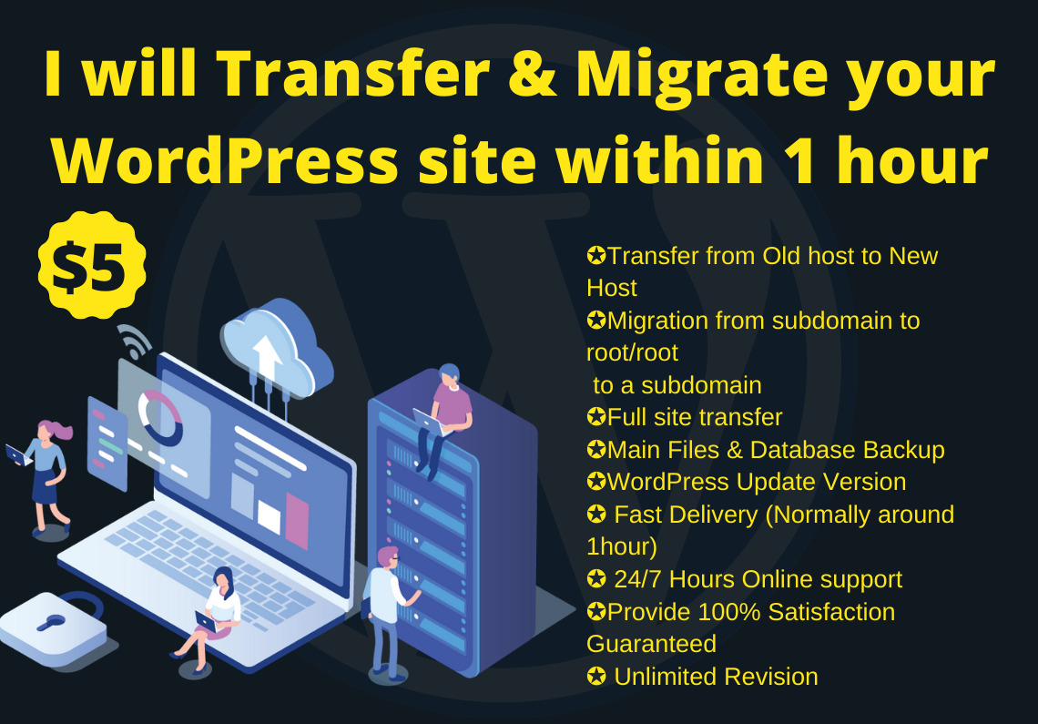 I will transfer & migrate your WordPress site wit...