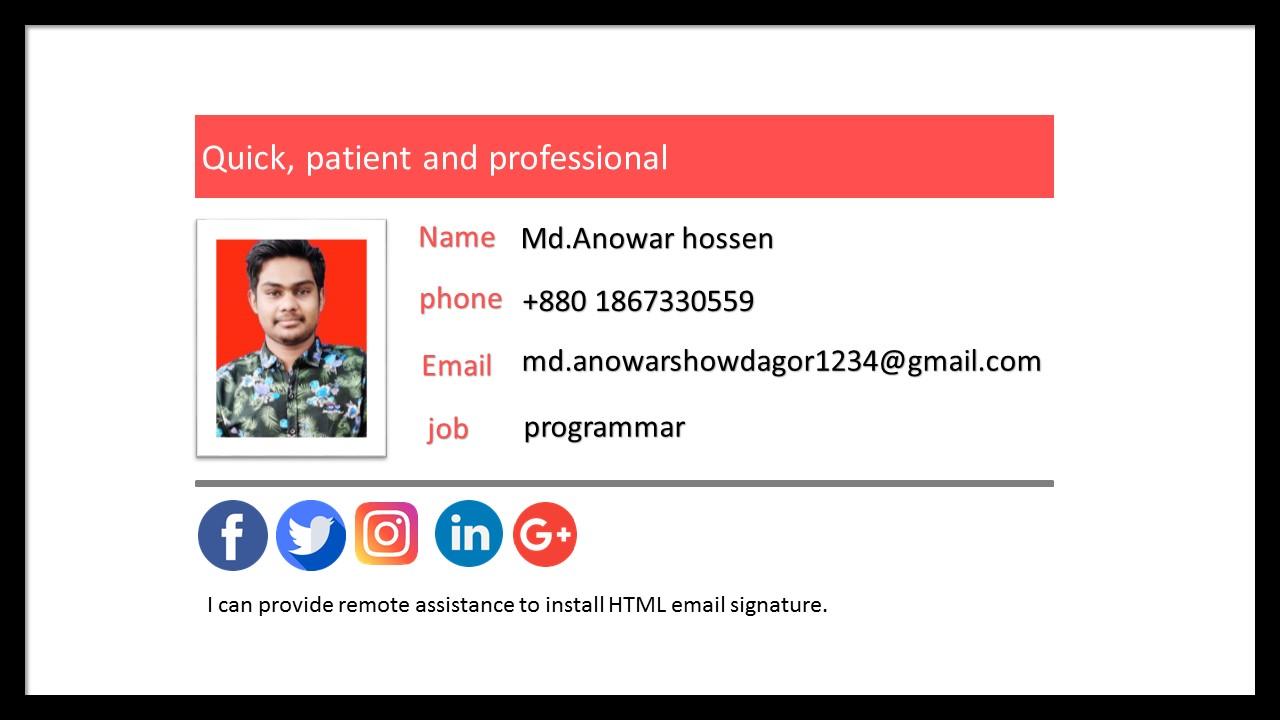 Develop an HTML email signature