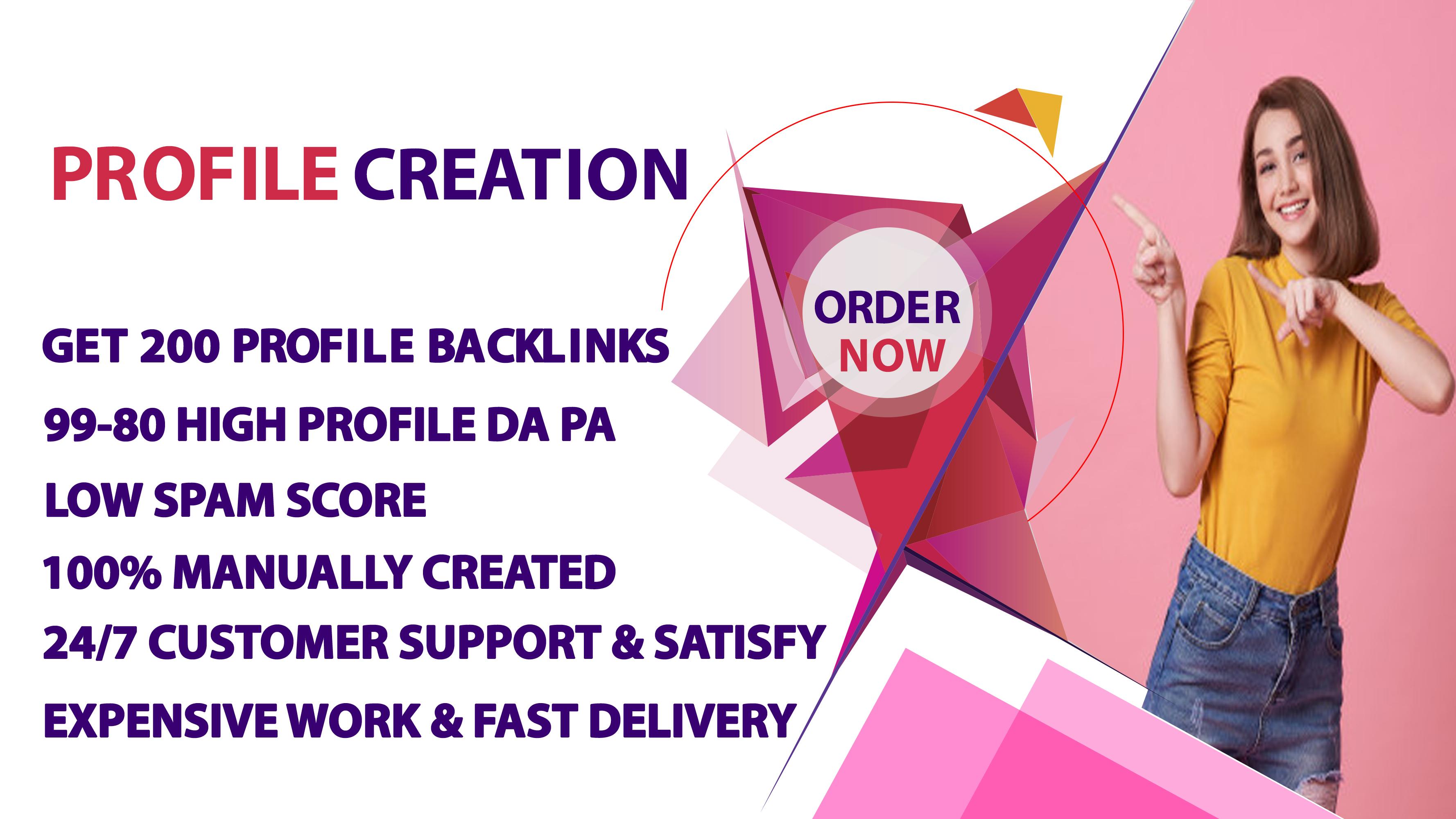 I will provide manually 200 High DA Profile Creation ...