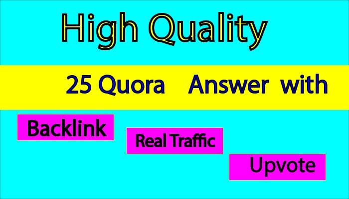 I will provide 25 quora question answer with backlink...
