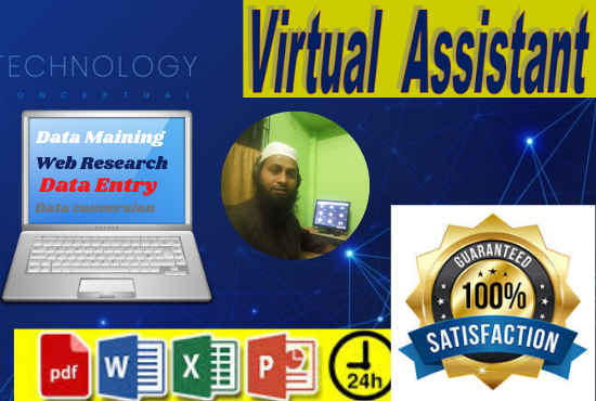 I will be virtual assistant for data entry and data m...